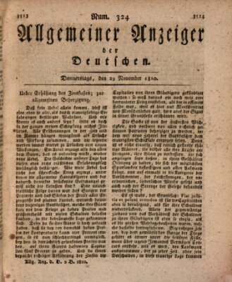 Allgemeiner Anzeiger der Deutschen Donnerstag 29. November 1810