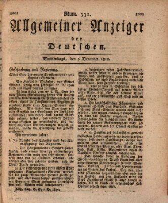 Allgemeiner Anzeiger der Deutschen Donnerstag 6. Dezember 1810