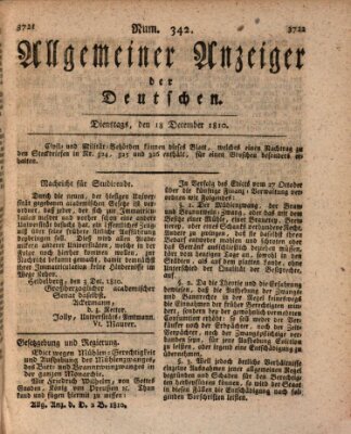 Allgemeiner Anzeiger der Deutschen Dienstag 18. Dezember 1810