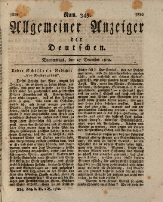 Allgemeiner Anzeiger der Deutschen Donnerstag 27. Dezember 1810