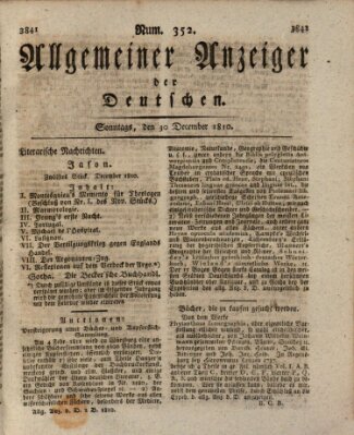 Allgemeiner Anzeiger der Deutschen Sonntag 30. Dezember 1810