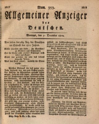 Allgemeiner Anzeiger der Deutschen Montag 31. Dezember 1810