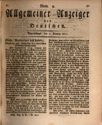 Allgemeiner Anzeiger der Deutschen Donnerstag 10. Januar 1811