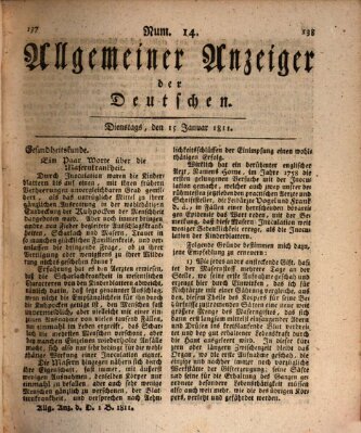 Allgemeiner Anzeiger der Deutschen Dienstag 15. Januar 1811