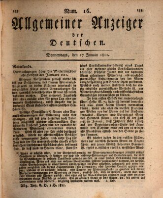 Allgemeiner Anzeiger der Deutschen Donnerstag 17. Januar 1811