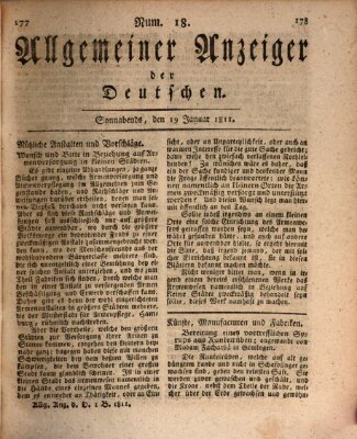 Allgemeiner Anzeiger der Deutschen Samstag 19. Januar 1811