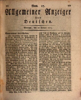 Allgemeiner Anzeiger der Deutschen Montag 28. Januar 1811