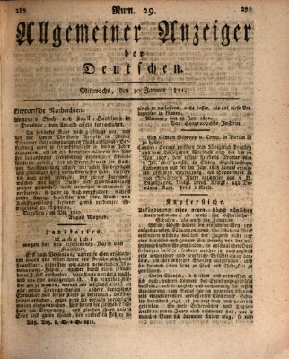 Allgemeiner Anzeiger der Deutschen Mittwoch 30. Januar 1811