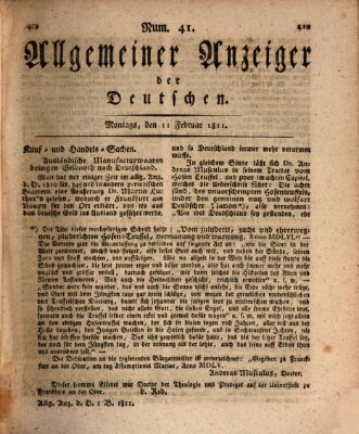 Allgemeiner Anzeiger der Deutschen Montag 11. Februar 1811