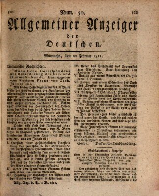 Allgemeiner Anzeiger der Deutschen Mittwoch 20. Februar 1811