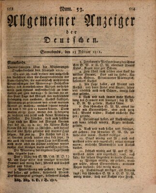 Allgemeiner Anzeiger der Deutschen Samstag 23. Februar 1811