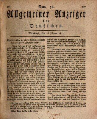 Allgemeiner Anzeiger der Deutschen Dienstag 26. Februar 1811