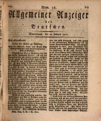 Allgemeiner Anzeiger der Deutschen Donnerstag 28. Februar 1811