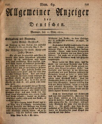 Allgemeiner Anzeiger der Deutschen Montag 11. März 1811