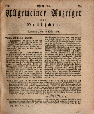 Allgemeiner Anzeiger der Deutschen Dienstag 12. März 1811