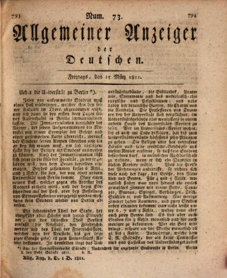 Allgemeiner Anzeiger der Deutschen Freitag 15. März 1811