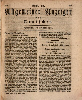 Allgemeiner Anzeiger der Deutschen Mittwoch 27. März 1811