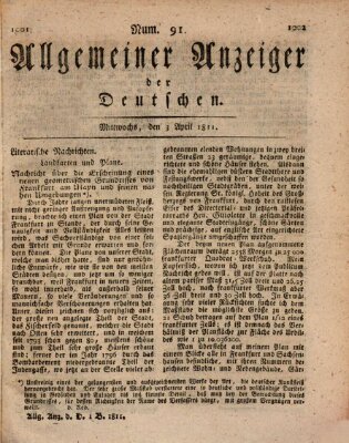 Allgemeiner Anzeiger der Deutschen Mittwoch 3. April 1811