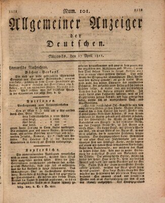 Allgemeiner Anzeiger der Deutschen Mittwoch 17. April 1811