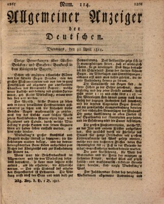 Allgemeiner Anzeiger der Deutschen Dienstag 30. April 1811