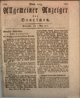 Allgemeiner Anzeiger der Deutschen Mittwoch 1. Mai 1811