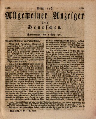 Allgemeiner Anzeiger der Deutschen Donnerstag 2. Mai 1811