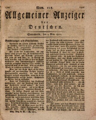 Allgemeiner Anzeiger der Deutschen Samstag 4. Mai 1811