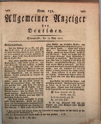 Allgemeiner Anzeiger der Deutschen Samstag 18. Mai 1811