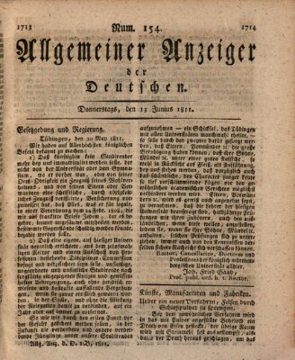 Allgemeiner Anzeiger der Deutschen Donnerstag 13. Juni 1811