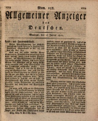 Allgemeiner Anzeiger der Deutschen Montag 17. Juni 1811