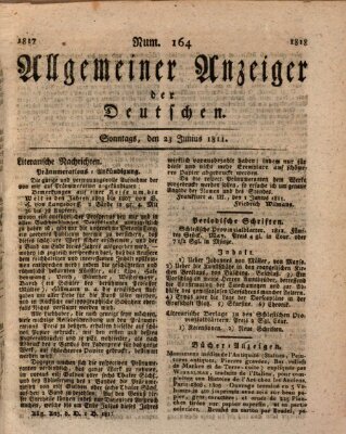 Allgemeiner Anzeiger der Deutschen Sonntag 23. Juni 1811