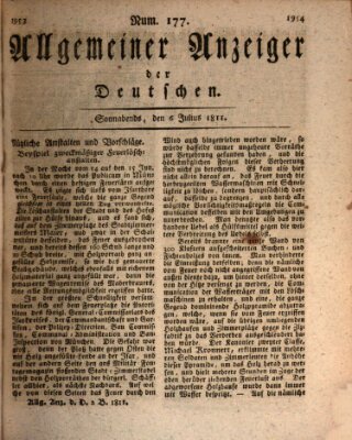 Allgemeiner Anzeiger der Deutschen Samstag 6. Juli 1811