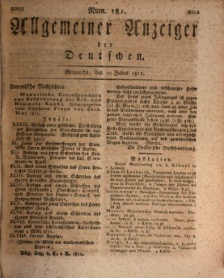 Allgemeiner Anzeiger der Deutschen Mittwoch 10. Juli 1811