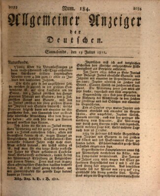 Allgemeiner Anzeiger der Deutschen Samstag 13. Juli 1811