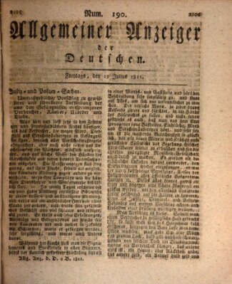 Allgemeiner Anzeiger der Deutschen Freitag 19. Juli 1811