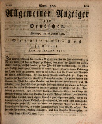 Allgemeiner Anzeiger der Deutschen Montag 29. Juli 1811