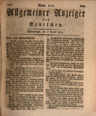 Allgemeiner Anzeiger der Deutschen Donnerstag 8. August 1811