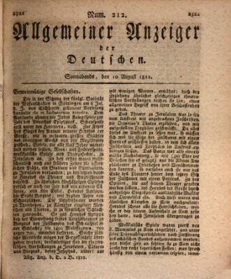 Allgemeiner Anzeiger der Deutschen Samstag 10. August 1811