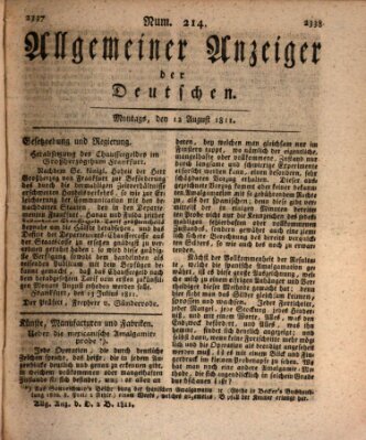 Allgemeiner Anzeiger der Deutschen Montag 12. August 1811