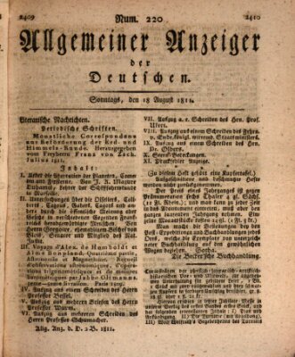 Allgemeiner Anzeiger der Deutschen Sonntag 18. August 1811