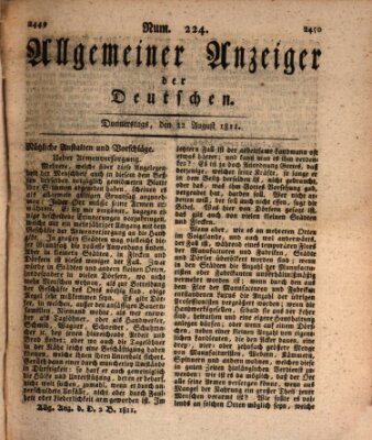 Allgemeiner Anzeiger der Deutschen Donnerstag 22. August 1811