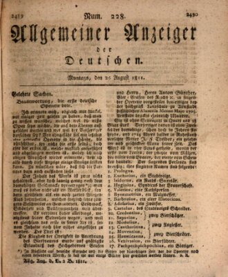 Allgemeiner Anzeiger der Deutschen Montag 26. August 1811