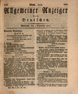 Allgemeiner Anzeiger der Deutschen Mittwoch 4. September 1811