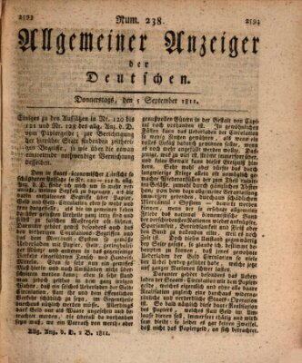 Allgemeiner Anzeiger der Deutschen Donnerstag 5. September 1811