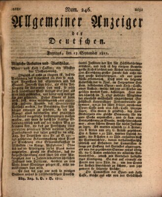 Allgemeiner Anzeiger der Deutschen Freitag 13. September 1811