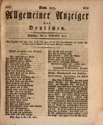 Allgemeiner Anzeiger der Deutschen Freitag 20. September 1811