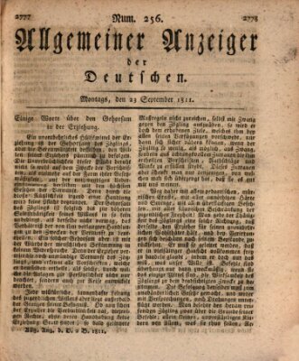 Allgemeiner Anzeiger der Deutschen Montag 23. September 1811