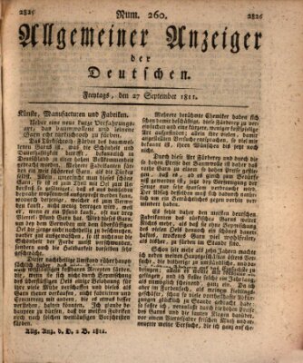 Allgemeiner Anzeiger der Deutschen Freitag 27. September 1811