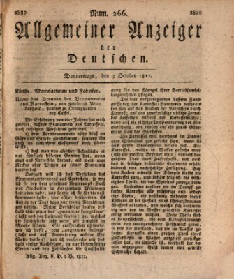 Allgemeiner Anzeiger der Deutschen Donnerstag 3. Oktober 1811