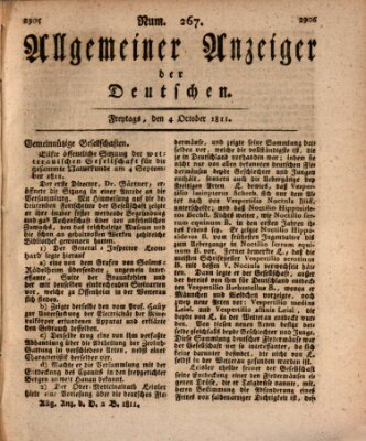 Allgemeiner Anzeiger der Deutschen Freitag 4. Oktober 1811